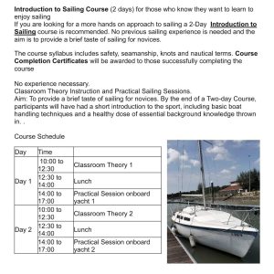 Introduction to Sailing Course